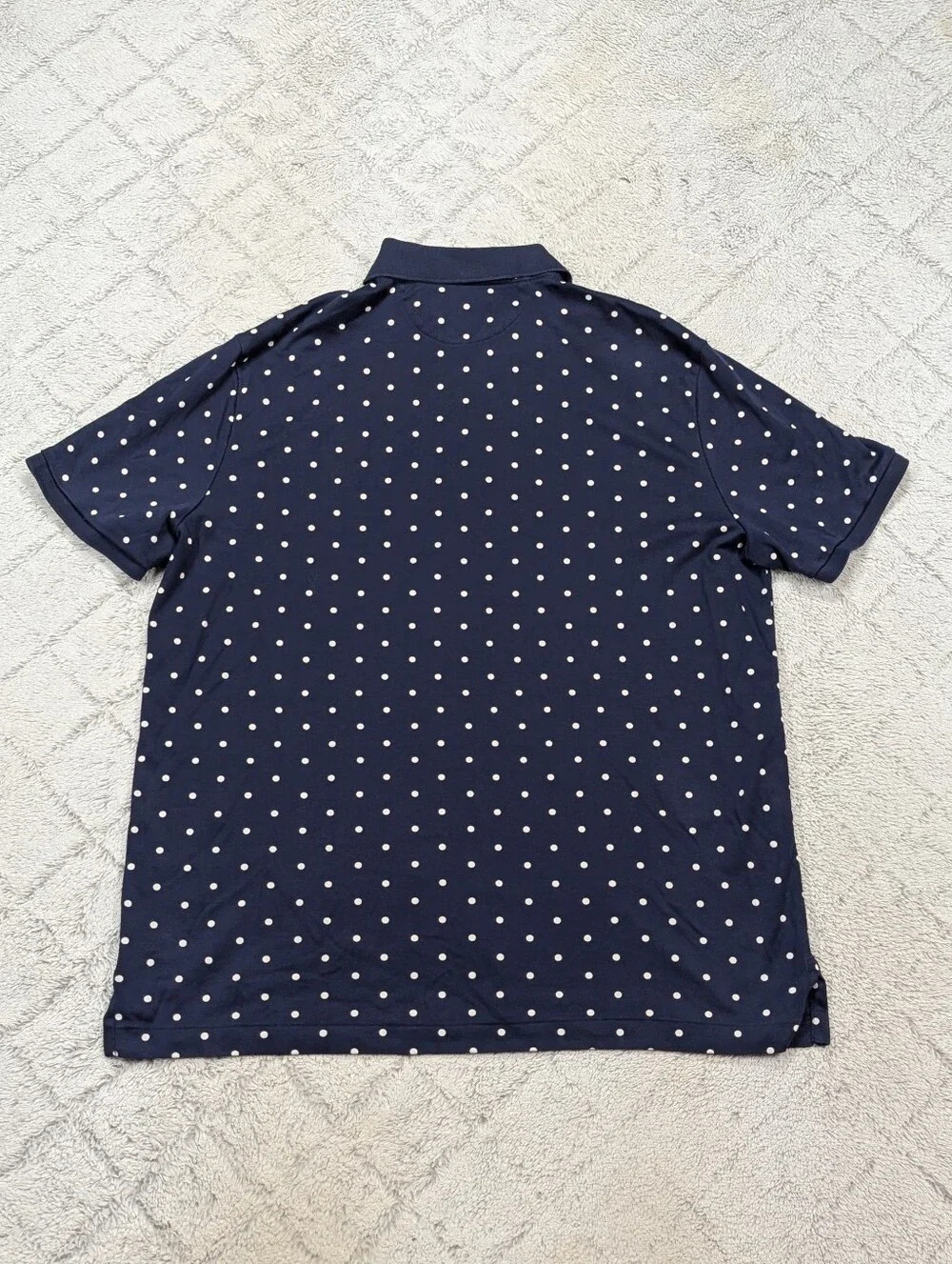 Polo Ralph Lauren Shirt Mens L Blue Navy Polka Dot Performance Classic